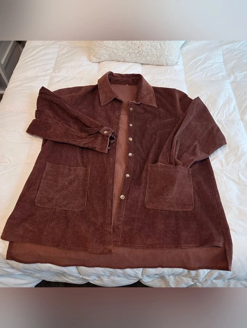Corduroy Shacket in Warm Chestnut - Picture 1 of 10